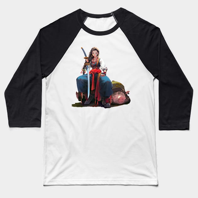 Ukrainian Cossack warrior girl Baseball T-Shirt by NemfisArt